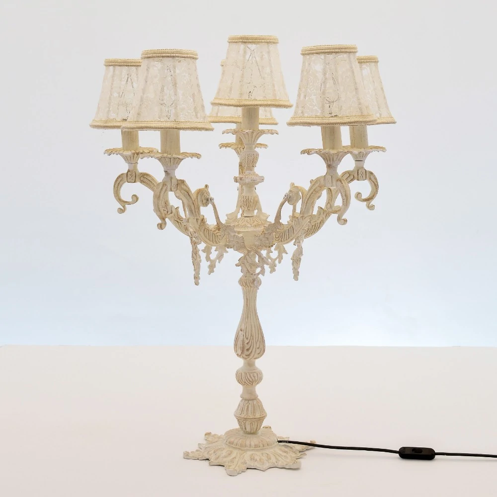 1005057352068-1 Versaille 6 Lights Whitey Candlestick - Image 1