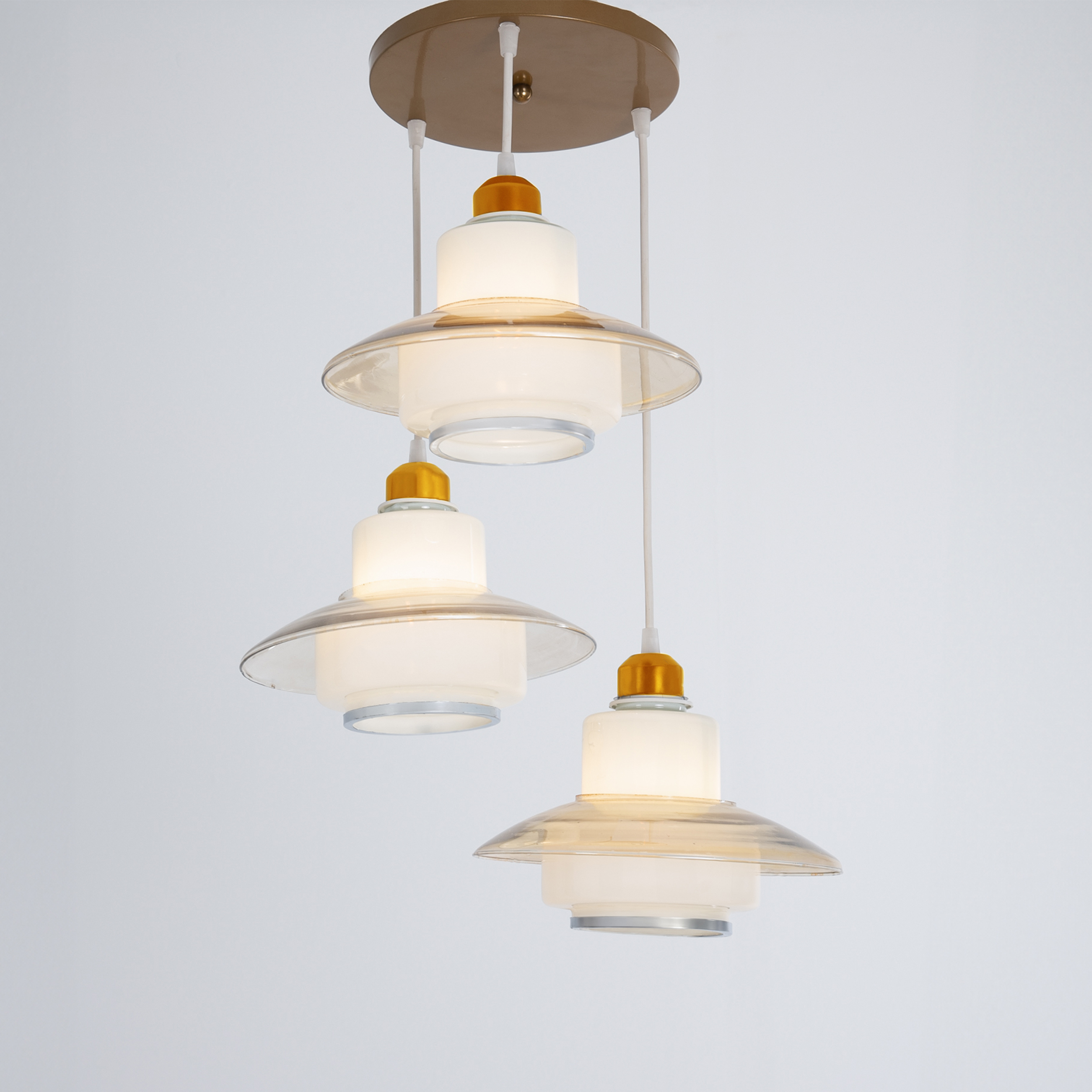 NS-CH-102N-3L Theo 3 Lights White × Beige Pendant - Image 1