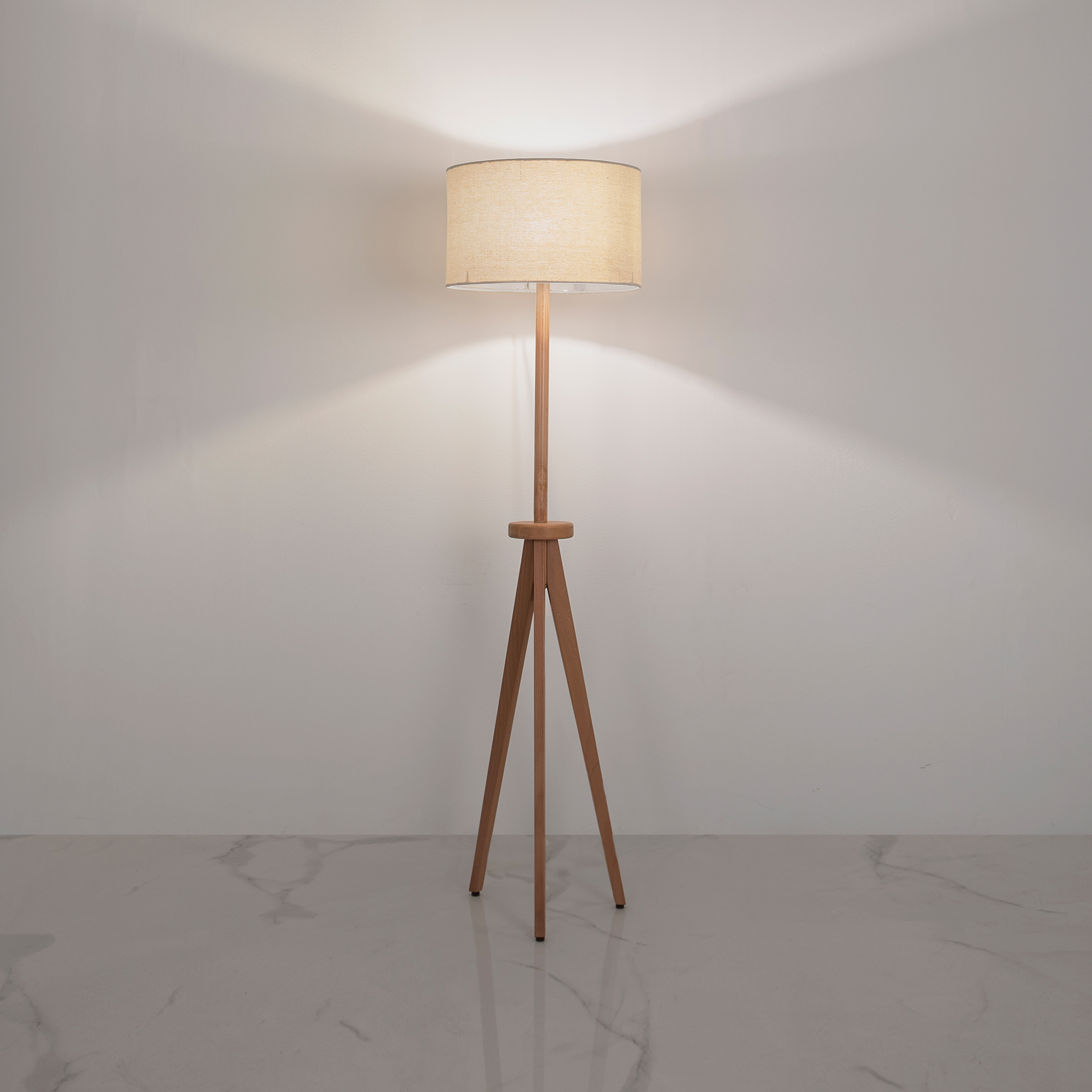 MIL-FL-100N-1L Livra 1 Light Wooden Brown Floor Lamp - Image 1