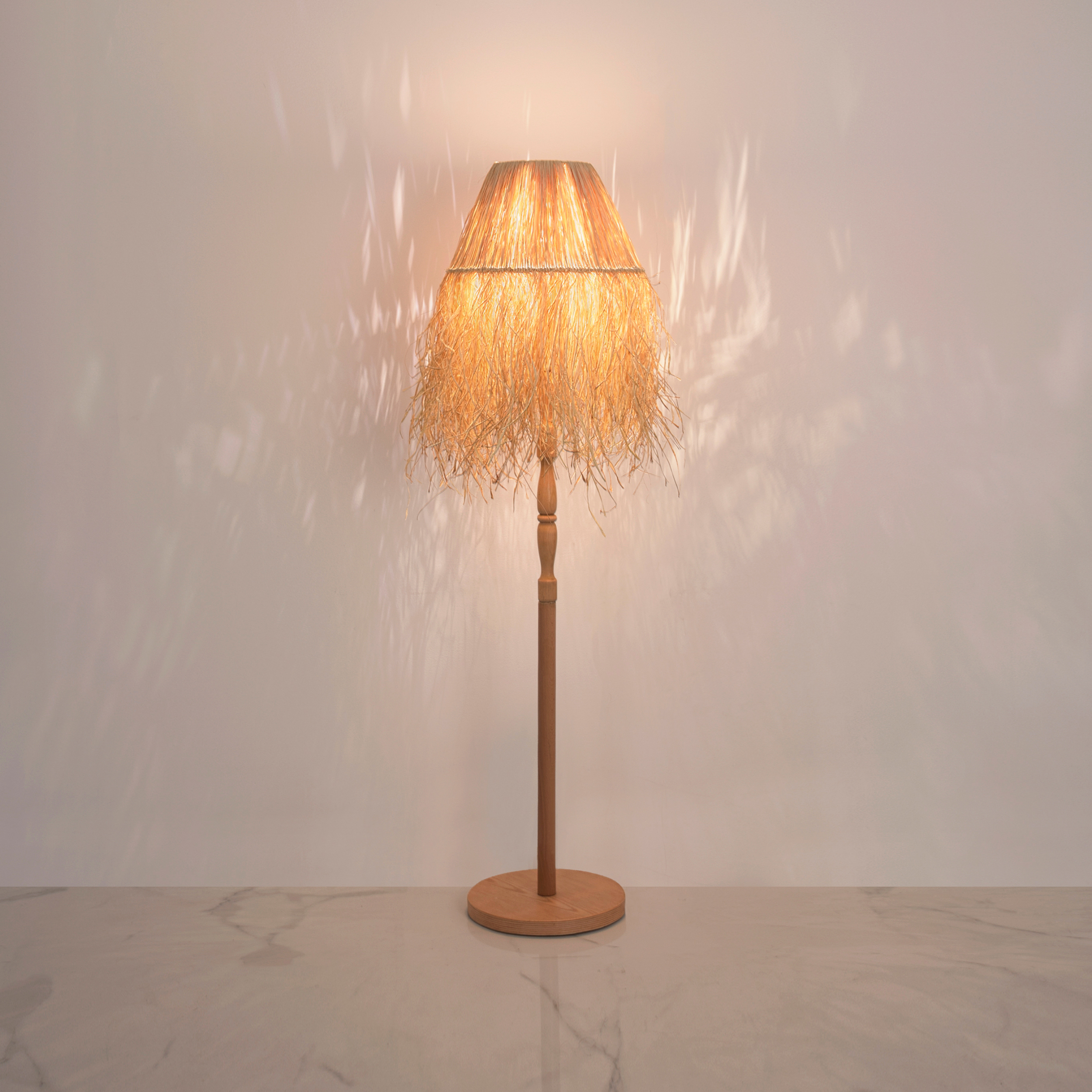 MIL-FL-107N-1L Reyva 1 Light Wooden Brown Floor Lamp - Image 1