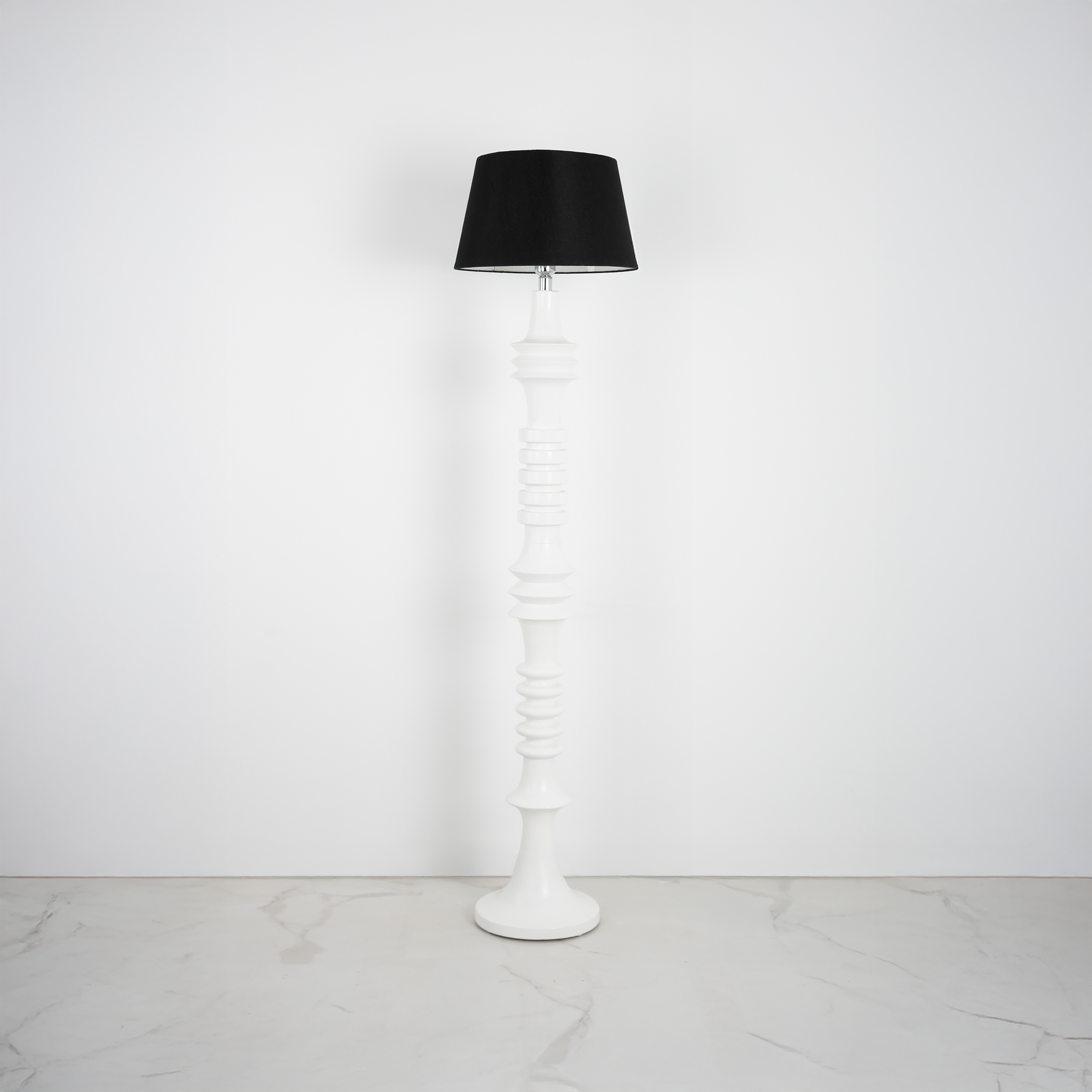 AKS-FL-144N-1L Lirvon 1 Light Black × White Floor Lamp - Image 1