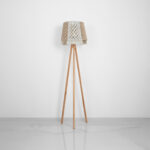 Delfina 1 Light Wooden × Beige Floor Lamp