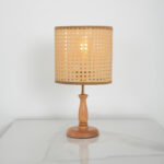 Thalía 1 Light Wooden × Beige Table Lamp