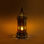 فانوس رمضان فخامة 2 لمبة ذهبي - Image 2
