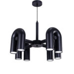 Rayun 8 LED Lights Black Chandelier