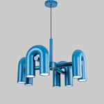 Visia 8 LED Lights Blue Chandelier - Image 2